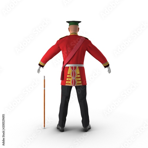 Irish Guard Sergeant on white. 3D illustration