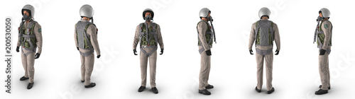 Photo Russian Jet Fighter Military Pilot on white. 3D illustration