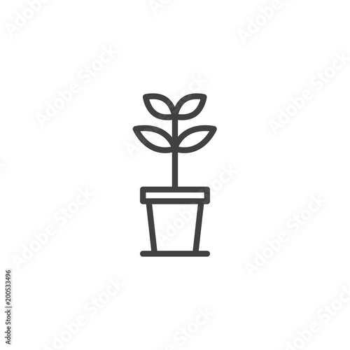 Growing plant in a pot outline icon. linear style sign for mobile concept and web design. Potted houseplant simple line vector icon. Symbol, logo illustration. Pixel perfect vector graphics