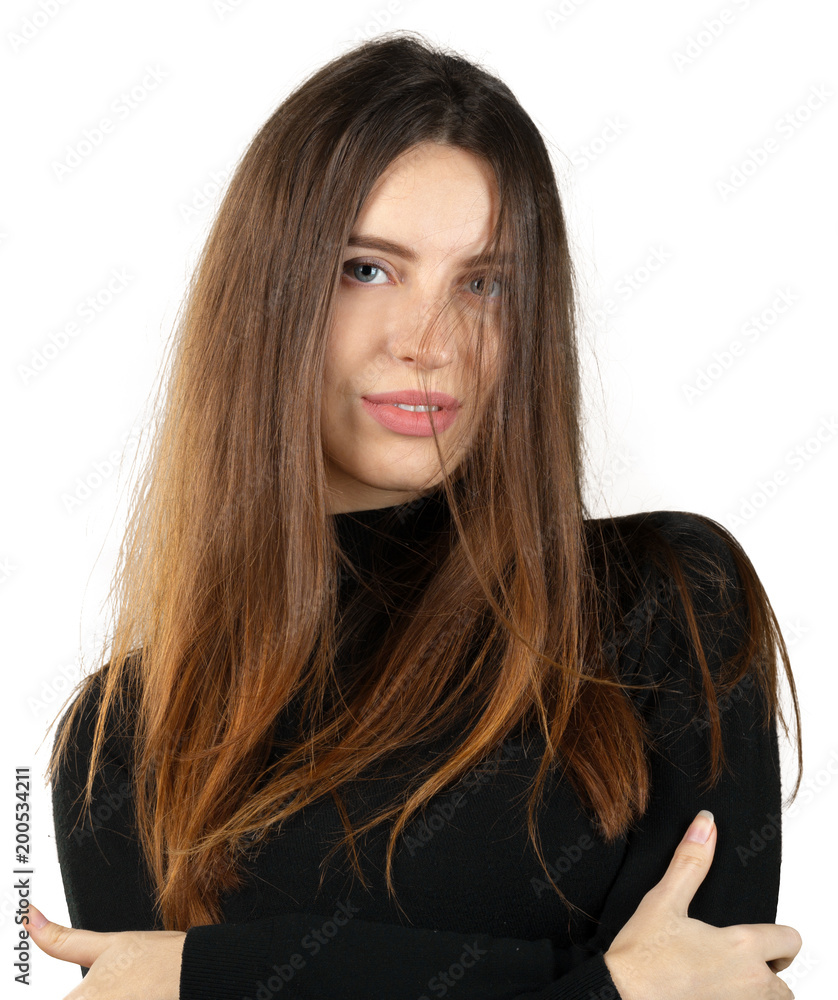 Young caucasian beautiful woman portrait isolated on white background Young caucasian beautiful woman portrait isolated on white background