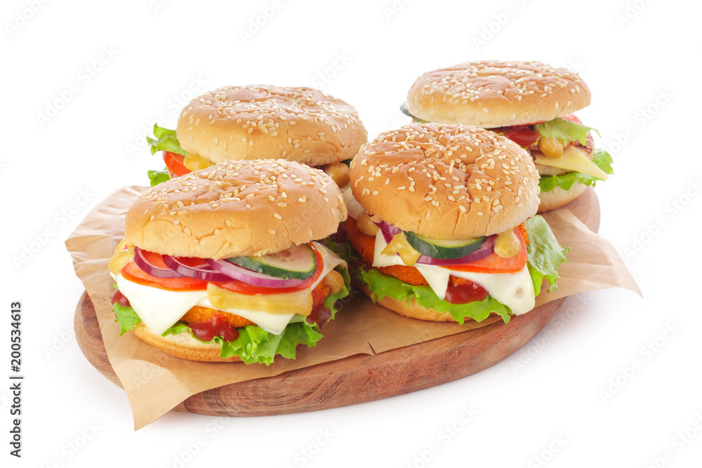 burger on white background burger on white background
