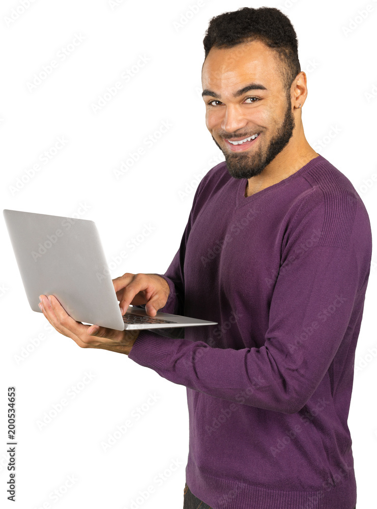 man holding a laptop man holding a laptop