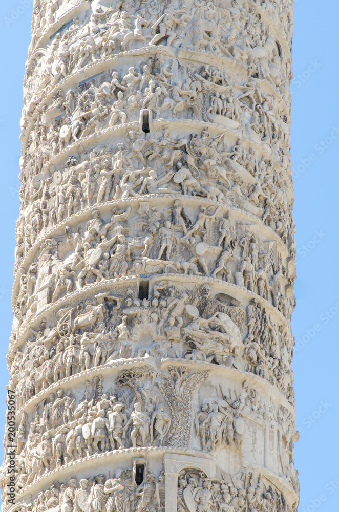 Titus's Column, Rome, which is intricately carved depicting the military victories under his rule