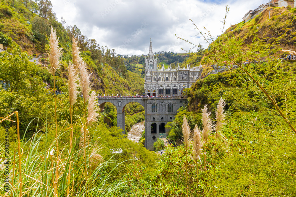 Sanctuary of Las Lajas panoramic of location Ipiales Colombia