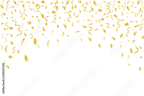 Golden confetti isolated. Festive background. Vector illustration
