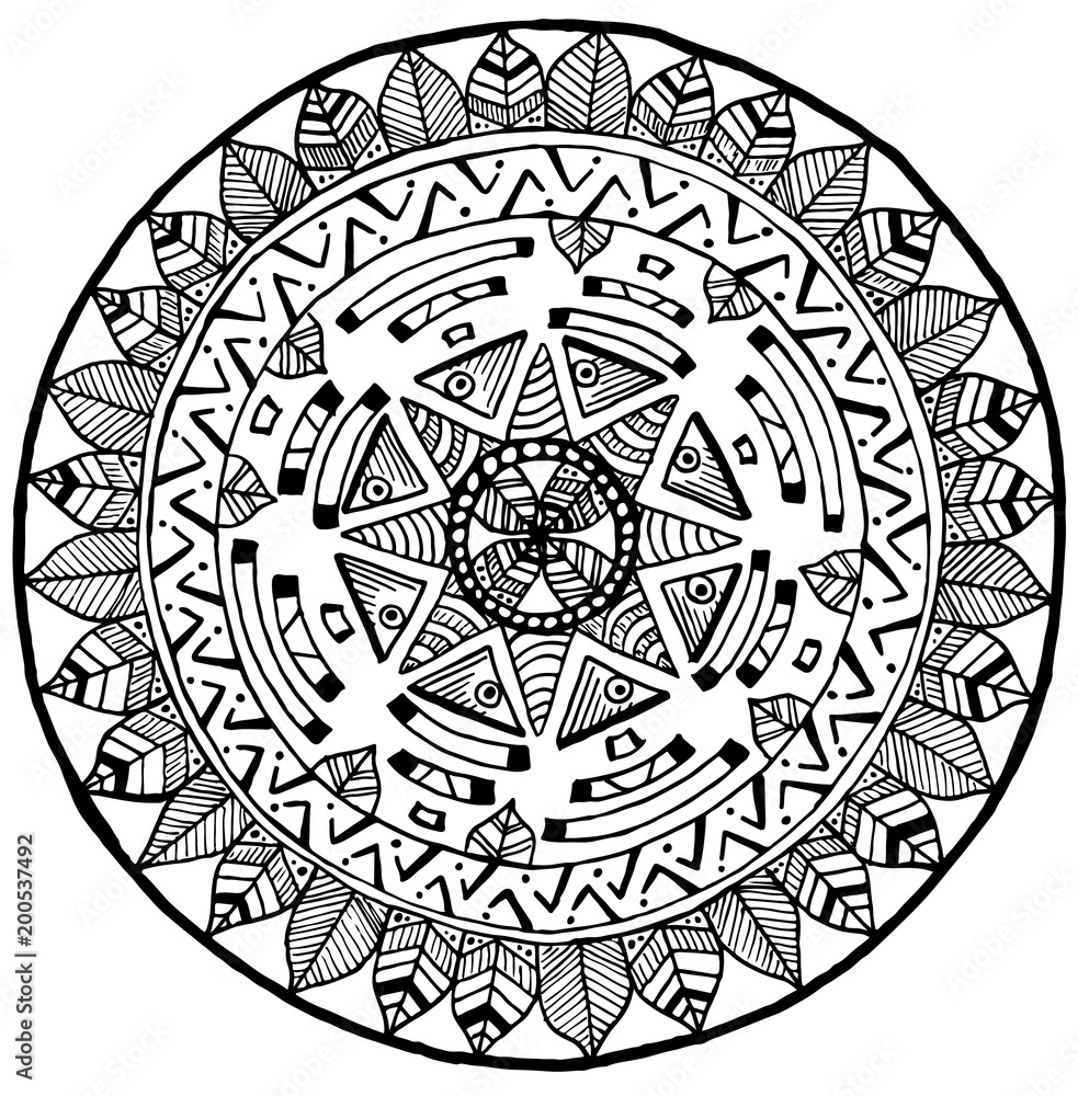 Maya Round Mandala doodle for yoga and meditation.