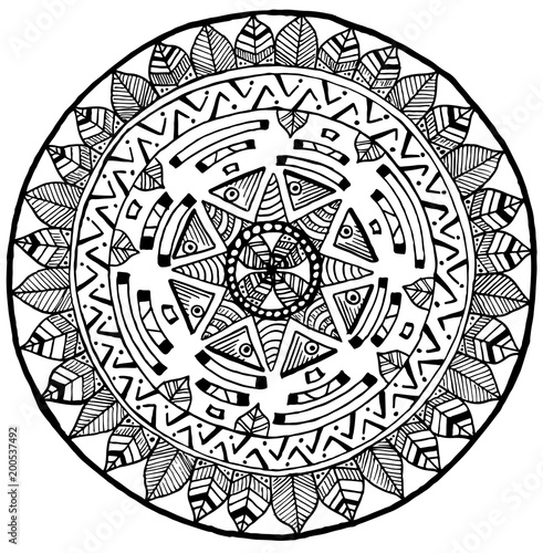 Maya Round Mandala doodle for yoga and meditation.