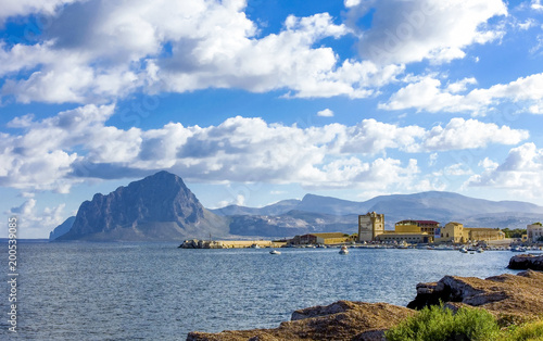 Sea scenes in the bay of Trapani, Sicily island photo