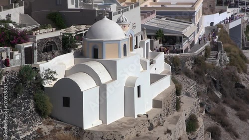 Close up of church in Fira on Santorini, Greece. photo