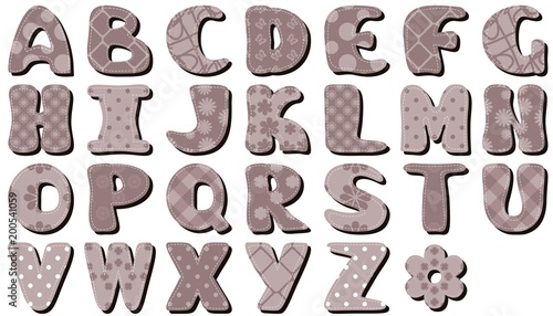 scrapbook alphabet on white background 