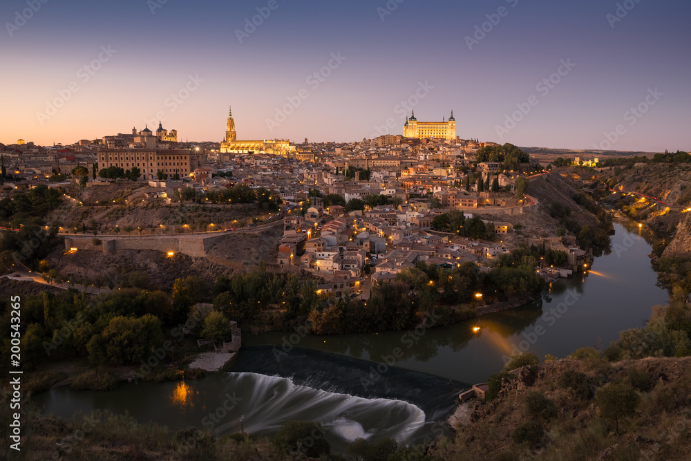 View over the old town of Toledo at nightfall