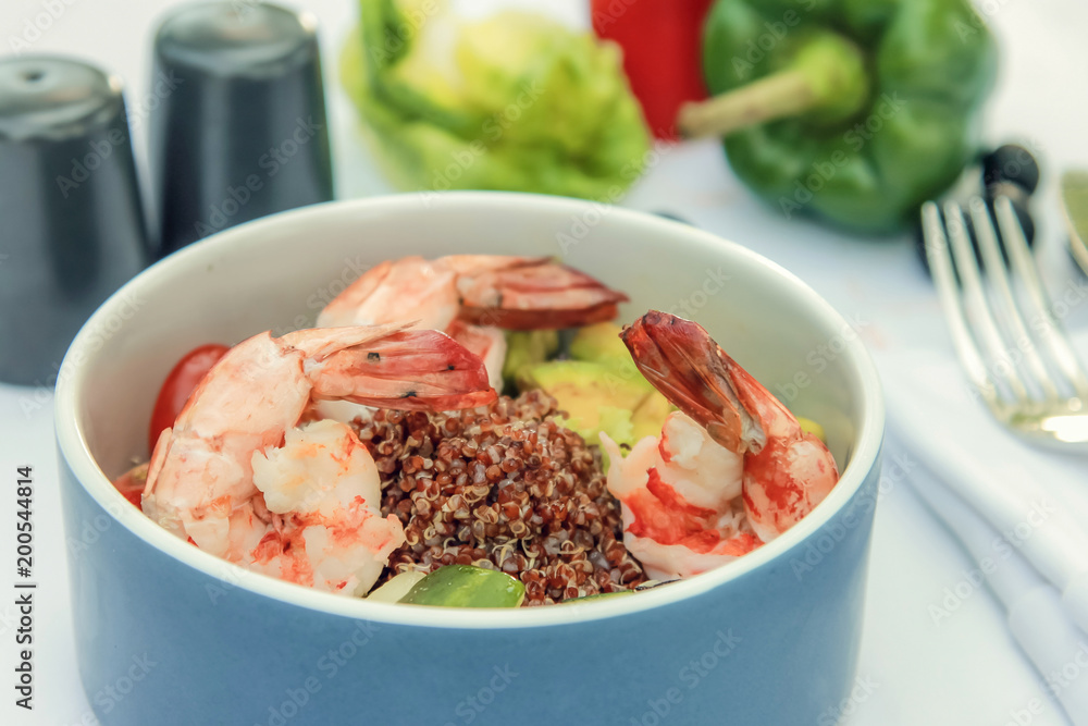 Tasty Fresh salad plate with shrimp tomato and mixed greens Tasty Fresh salad plate with shrimp tomato and mixed greens