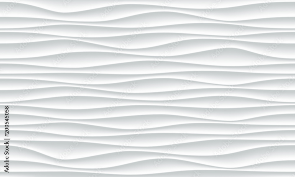 White wave pattern background with seamless horizontal wave wall texture.  Vector trendy ripple wallpaper interior decoration. Seamless 3d geometry  design Stock Vector | Adobe Stock