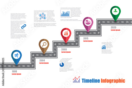 Business road signs map timeline infographic designed for abstract background template milestone element modern diagram process technology digital marketing data presentation chart Vector illustration © SceneNature