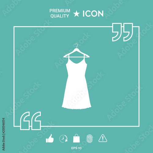 Sundress, Evening dress, combination or nightie on the wardrobe hanger , the silhouette. Menu item in the web design