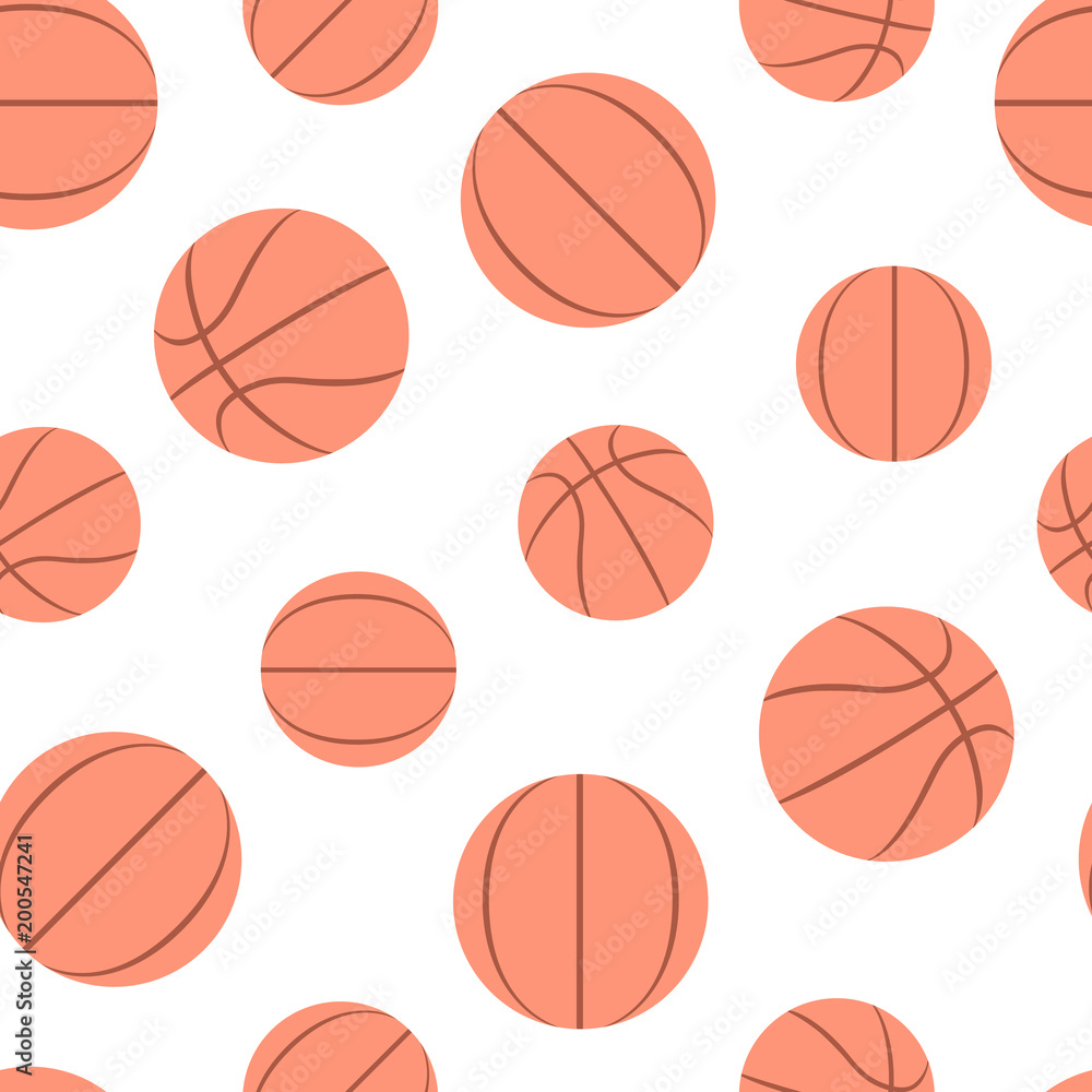 Seamless pattern with basketballs on white background. Good for advertising sports ads, posters and websites.