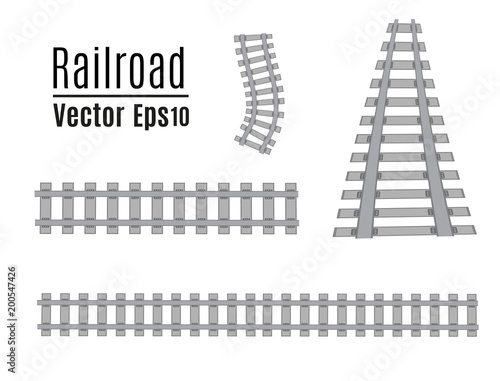 Railway vector template. Set of railroads isolated.