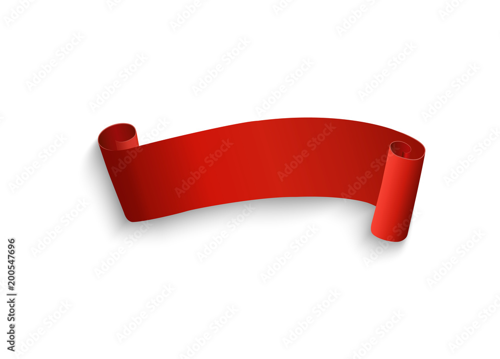Vector 3d Red Curved Paper Banner Isolated on White Background. Easy ...