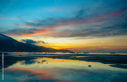 sunset in Danang beach Vietnam
