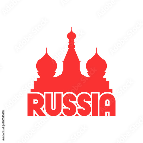 Icon label Russian moscow cathedral with lettering Russia