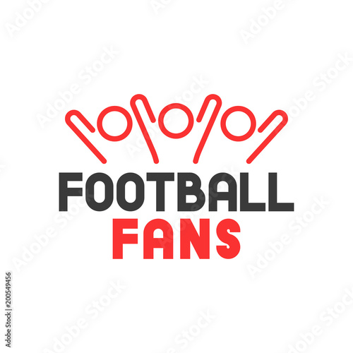 Vector icon group sport fans with football fans lettering
