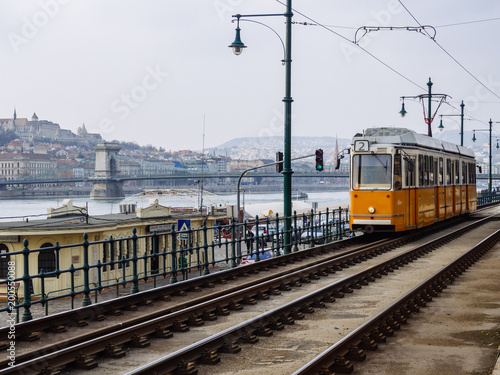 The yellow tram at Budapest.