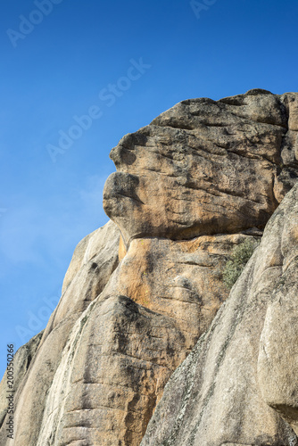 Views of El Indio, The Indian. It is a granitic rock formation and a popular location for rock climbers. It is located in La Pedriza, Guadarrama Mountains National Park, province of Madrid, Spain