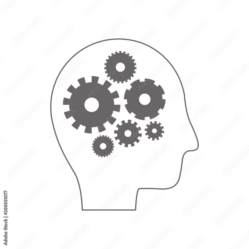 head profile human with gears head profile human with gears