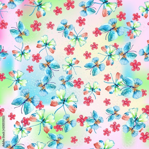 Watercolor natural seamless pattern