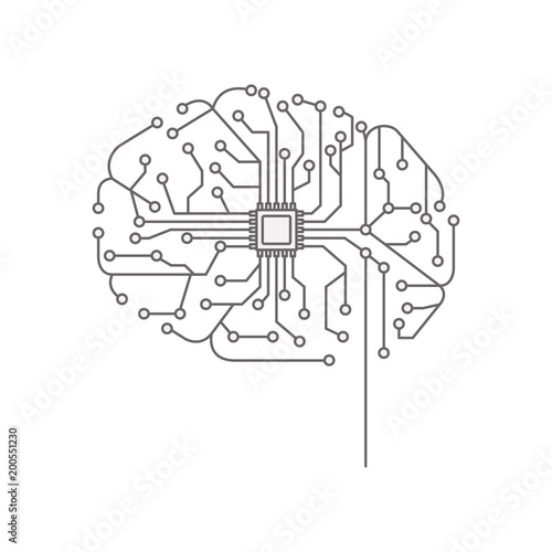 brain with circuit electric icon