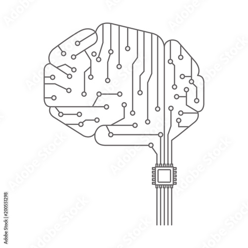 brain with circuit electric icon