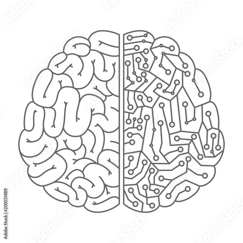 brain with circuit electric icon