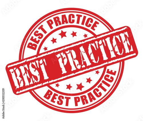 Red rubber stamp with Best practice concept