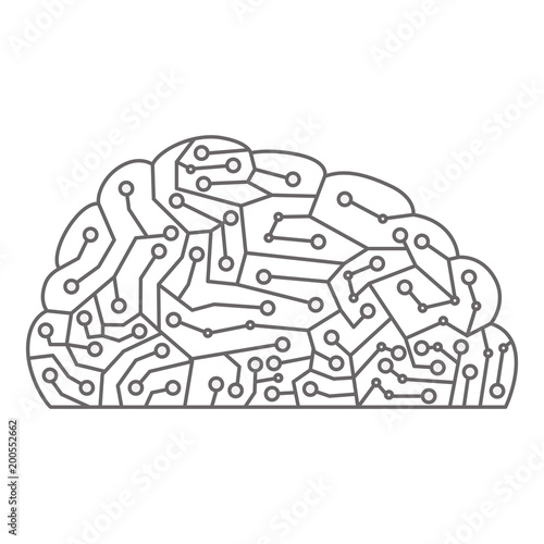 brain with circuit electric icon