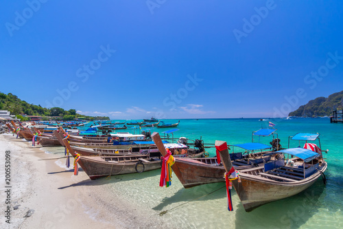 Beautiful White sand beach at Phi Phi Island , Krabi , Thailand