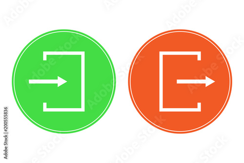 Login and logout button. Entrance and exit icon. Vector.