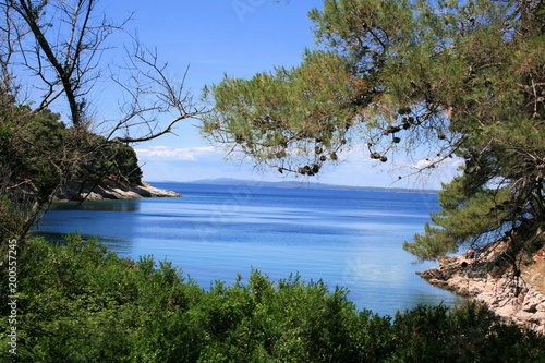 peaceful blue bay near Valdarke, island Losinj, Croatia