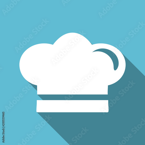 Chef hat kitchen restaurant symbol flat design vector blue icon