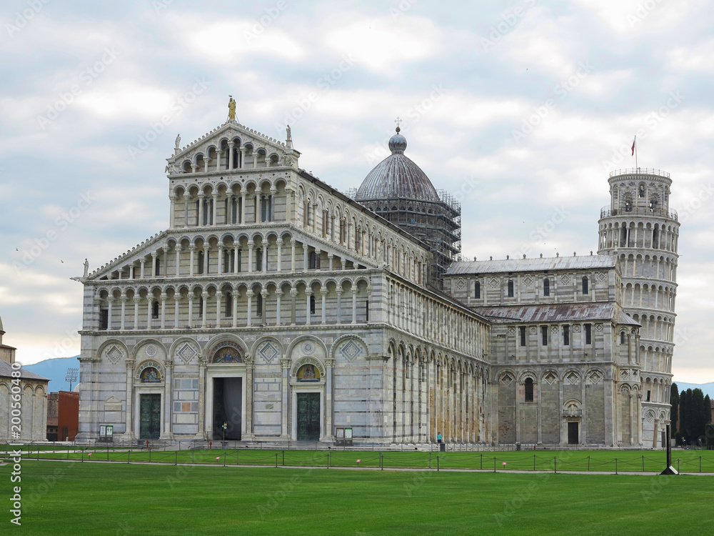 14.06.2017, Pisa, Tuscany, Italy: Leaning Tower of Pisa near Cathedral Duomo on Piazza dei Miracoli