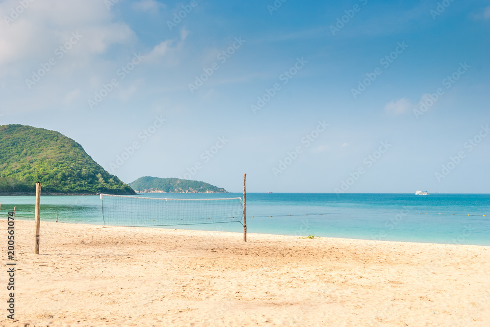 tropical beach with volleyball net