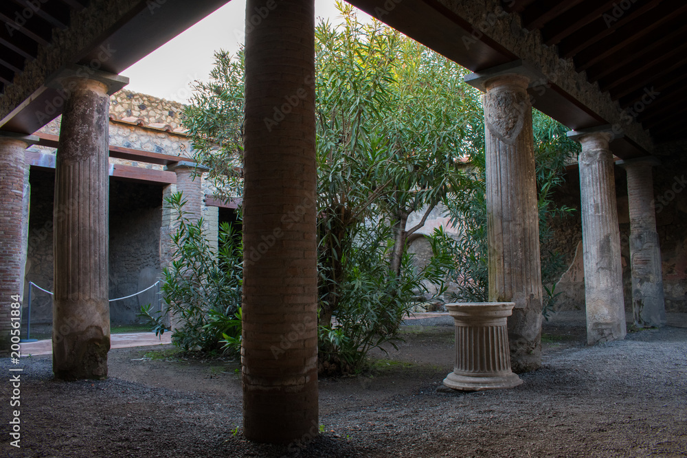 ancient roman architecture stone columns in Pompeii Italy ancient roman architecture stone columns in Pompeii Italy