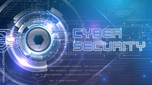 Cyber security theme with futuristic eye
