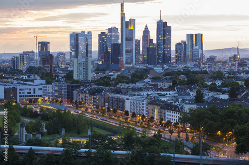 City Frankfurt am Main - business capital of Germany at the twilight light