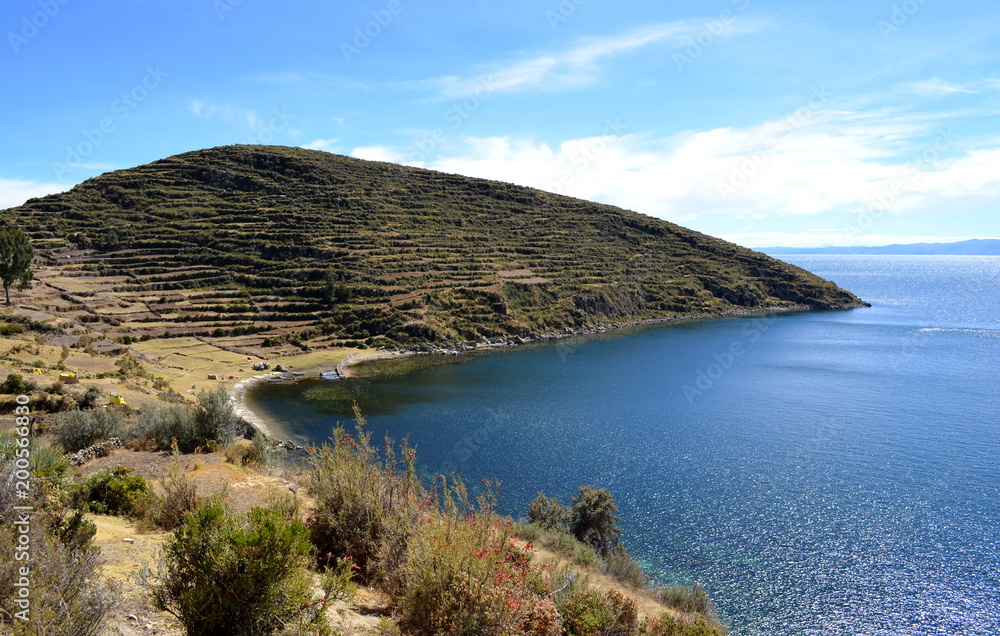 View from Isla del Sol on the Titicaca lake, Bolivia