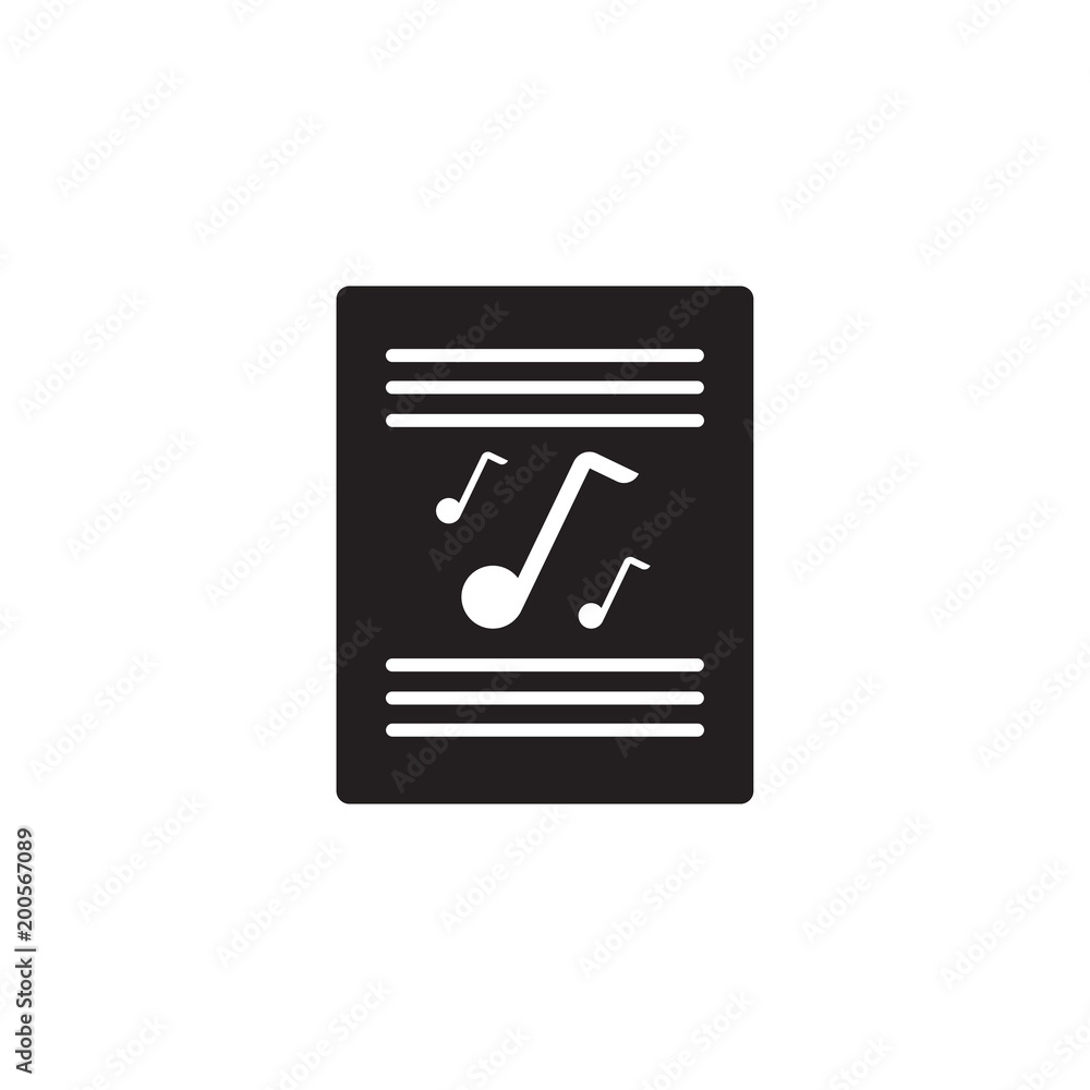 Sheet music icon isolated on white background Sheet music icon isolated on white background