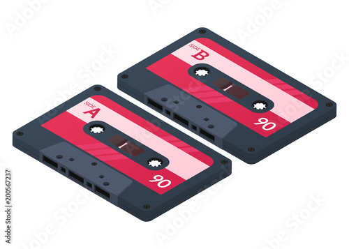 Audio cassettes isolated on white background. Vector illustration