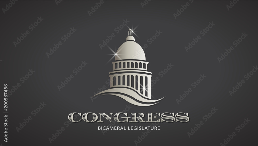 Congress Silver Capitol Icon. Vector Deisgn