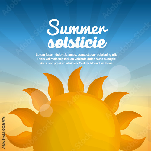 summer solstice vacations day bright sun blue sky shine vector illustration