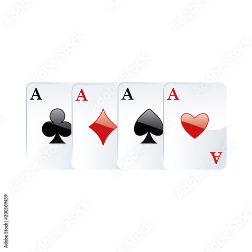 Four aces playing cards poker winner hand