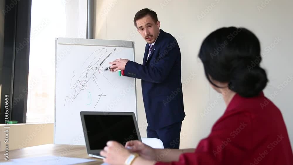 buisness meeting in office boy and girl buisness meeting in office boy and girl